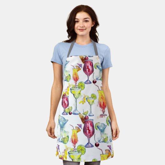 Cocktail im Wasser Tropenfarben Schürze (Getragen)