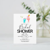 Cocktail in Aquarellfarbe Anstrichtes Brautparty P Postkarte (Stehend Vorderseite)