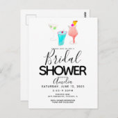 Cocktail in Aquarellfarbe Anstrichtes Brautparty P Postkarte (Vorne/Hinten)