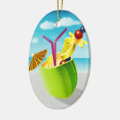 Cocktail in einer Kokosnuss Keramikornament (Links)