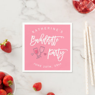 Cocktail in Rosa und Weiß am Junggeselinnen-Abschi Serviette