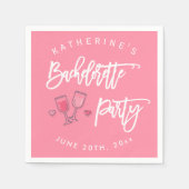 Cocktail in Rosa und Weiß am Junggeselinnen-Abschi Serviette (Vorderseite)