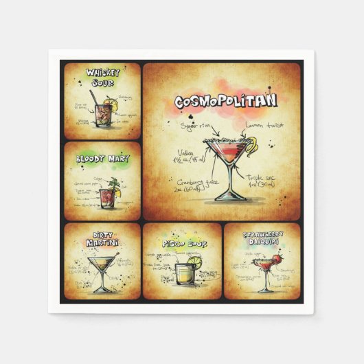 Cocktail Inspiriert Napkins - Cosmopolitische Drin Serviette (Vorderseite)