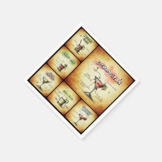 Cocktail Inspiriert Napkins - Cosmopolitische Drin Serviette (Ecke)