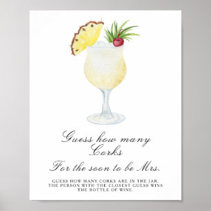 Cocktail-Junggesellinnenabschied - Errate wie viel Poster
