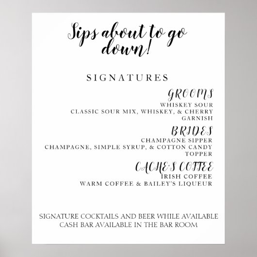 Cocktail-Karte Poster (Vorne)