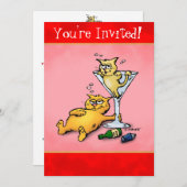 Cocktail Kätzchen Feier Einladung (Vorne/Hinten)