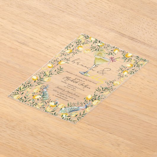 Cocktail Lemons Peacock Brunch Blase Acryleinladungen (Ablage )