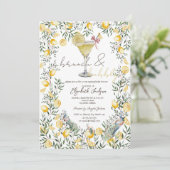 Cocktail Lemons Peacock Brunch Blase Einladung (Stehend Vorderseite)