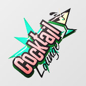 Cocktail Lounge Martini Retro Mitte Bar Fensteraufkleber (Blatt)