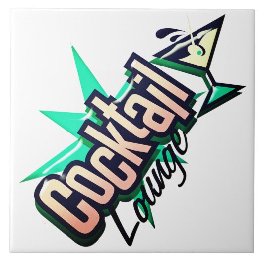 Cocktail Lounge Martini Retro Vintage Bar Fliese (Vorderseite)