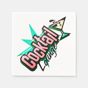 Cocktail Lounge Martini Retro Vintage Bar Serviette