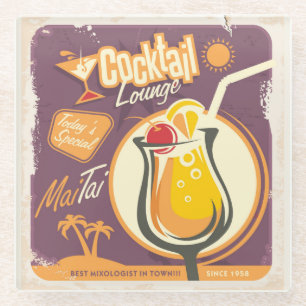 Cocktail-Lounge-Plakat Glasuntersetzer