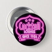 Cocktail Lounge Retro Vintages Neon Schild Bar Button (Vorne & Hinten)