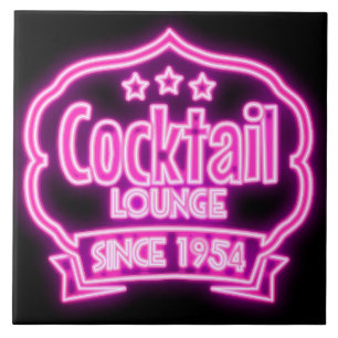 Cocktail Lounge Retro Vintages Neon Schild Bar Fliese