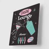 Cocktail Lounge Wall Clock Quadratische Wanduhr (Winkel)
