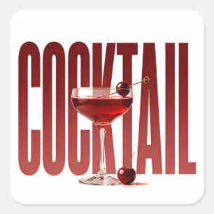 Cocktail-Luxus-Mixology-Editorial-Grafikdesign Quadratischer Aufkleber