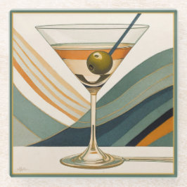 Cocktail Martini Design Mitte des Jahrhunderts Glasuntersetzer