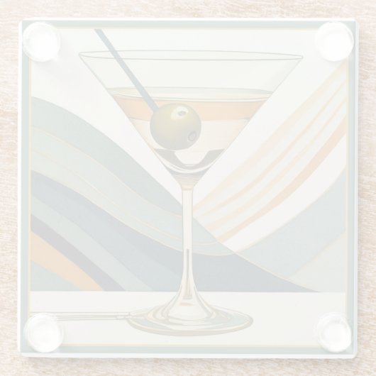 Cocktail Martini Design Mitte des Jahrhunderts Glasuntersetzer (Rückseite)