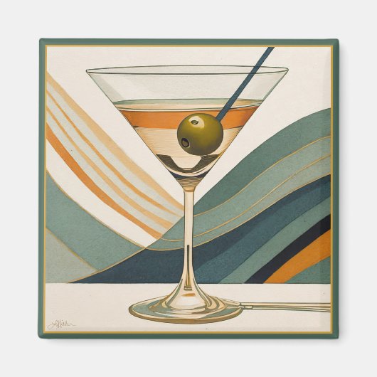 Cocktail Martini Design Mitte des Jahrhunderts Magnet (Vorne)