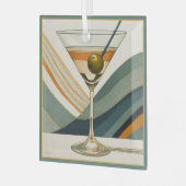 Cocktail Martini Design Mitte des Jahrhunderts Ornament Aus Glas (Vorderseite links)