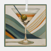 Cocktail Martini Design Mitte des Jahrhunderts Ornament Aus Glas (Rückseite)