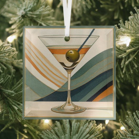 Cocktail Martini Design Mitte des Jahrhunderts Ornament Aus Glas (Insitu)