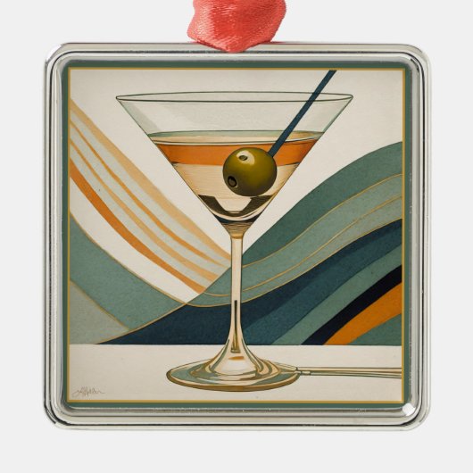 Cocktail Martini Design Mitte des Jahrhunderts Ornament Aus Metall (Vorne)