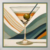 Cocktail Martini Design Mitte des Jahrhunderts Poster (Vorne)