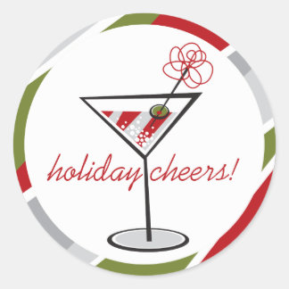 Cocktail Martini Holiday Chefin Weihnachts-Party Runder Aufkleber