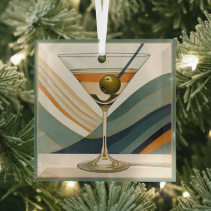 Cocktail Martini Mid-Century-Design Ornament Aus Glas