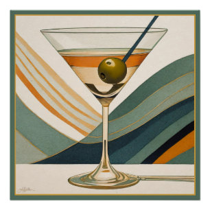 Cocktail Martini Mid-Century-Design Poster