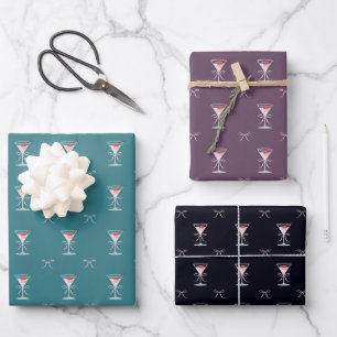 COCKTAIL MARTINI PATTERN GESCHENKPAPIER SET