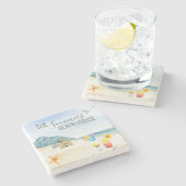 Cocktail-Meer im Wassercolor Beach House Personali Steinuntersetzer (Seitenansicht)