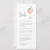 Cocktail-Menü auf rosa Wasserfarbe Einladung (Vorderseite)