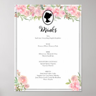 Cocktail-Menü im Rosa Brautparty Poster