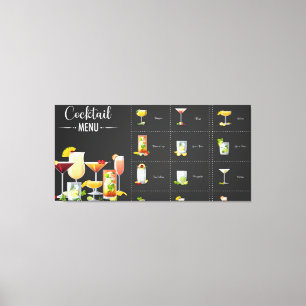 Cocktail-Menü Leinwanddruck
