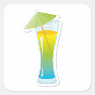 Cocktail mit Regenschirm Quadratischer Aufkleber
