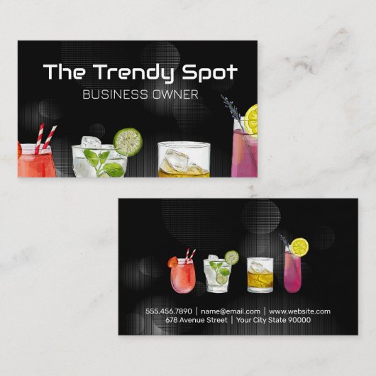 Cocktail Mixed Drinks | Bar Restaurant Visitenkarte (Vorne/Hinten)
