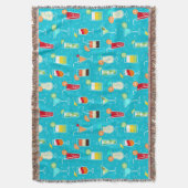 Cocktail-Muster auf aquamarinem Hintergrund Decke (Vorderseite Vertikal)