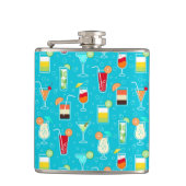Cocktail-Muster auf aquamarinem Hintergrund Flachmann (Vorderseite)