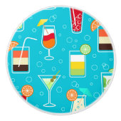 Cocktail-Muster auf aquamarinem Hintergrund Keramikknauf (Vorderseite)