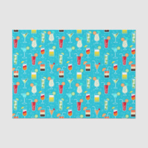 Cocktail-Muster auf aquamarinem Hintergrund Seidenpapier