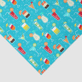 Cocktail-Muster auf aquamarinem Hintergrund Seidenpapier (Ausschnitt)