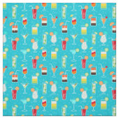 Cocktail-Muster auf aquamarinem Hintergrund Stoff (Muster)