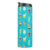Cocktail-Muster auf aquamarinem Hintergrund Thermosbecher (Nach rechts gedreht)