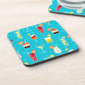 Cocktail-Muster auf aquamarinem Hintergrund Untersetzer (Linke Seite)