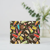 Cocktail-Muster und Longdrink, Cocktail-Bar Postkarte (Stehend Vorderseite)