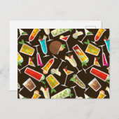 Cocktail-Muster und Longdrink, Cocktail-Bar Postkarte (Vorne/Hinten)