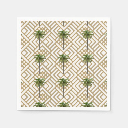 Cocktail Napkin Gold mit Palmen Bäumen Serviette (Vorderseite)